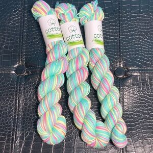 3 NWT (150g total) 100% Cotton Yarn Skeins 50g Each Salt Water Taffy Color